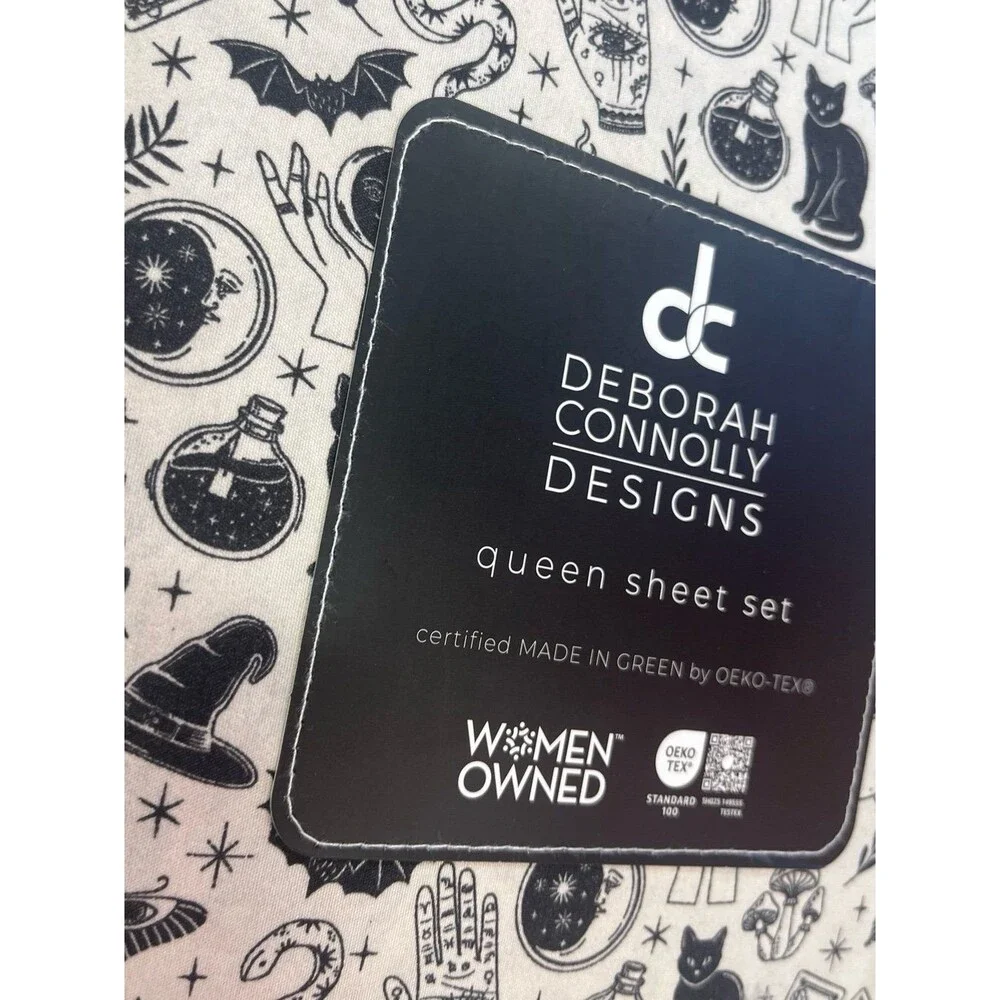 Deborah Connolly Designs Halloween Bat Potion Witch Hat Snake Sheet Set (Queen)